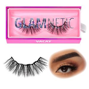 Glamnetic Magnetic Eyelashes – Verified | Long Magnetic Lashes, 60 Wears Reusable Volume Faux Mink Lashes, Dramatic Cat Eye – 1 Pair(Vacay)