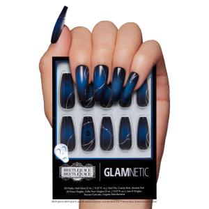 Glamnetic Press On Nails – Burgundy Chrome | Short Almond Fake Nails with a Metallic Chrome Finish, Salon Quality Halloween Nails | 15 Sizes – 30 Nail Kit with Glue(3H – Ghost House)