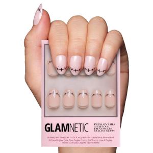 Glamnetic Press On Nails – Burgundy Chrome | Short Almond Fake Nails with a Metallic Chrome Finish, Salon Quality Halloween Nails | 15 Sizes – 30 Nail Kit with Glue(3C – Frankenbabe)