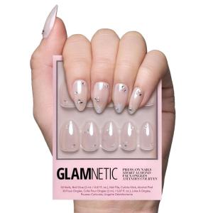 Glamnetic Press On Nails – Burgundy Chrome | Short Almond Fake Nails with a Metallic Chrome Finish, Salon Quality Halloween Nails | 15 Sizes – 30 Nail Kit with Glue(2L – First Dance)
