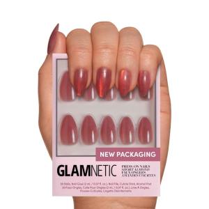 Glamnetic Press On Nails – Fall Mauve | Opaque Muted Blush Mauve Short Oval Fake Nails, Salon Quality | 15 Sizes – 30 Nail Kit(3H – Rosé)