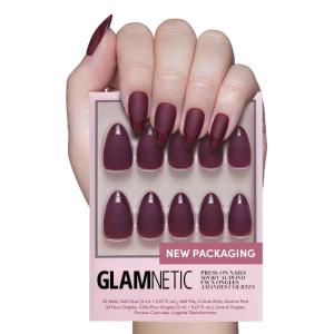 Glamnetic Press On Nails – Fall Mauve | Opaque Muted Blush Mauve Short Oval Fake Nails, Salon Quality | 15 Sizes – 30 Nail Kit(3J – Merlot)