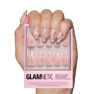 Glamnetic Press On Nails – Fall Mauve | Opaque Muted Blush Mauve Short Oval Fake Nails, Salon Quality | 15 Sizes – 30 Nail Kit(3V – Astro)