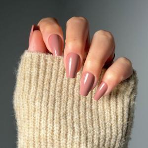 Glamnetic Press On Nails – Goal Setter | Short Squoval Neutral Fake Nails with Gold Reverse French Tip, Salon Quality Nude Nails | 15 Sizes – 30 Nail Kit with Glue(4E – Mauve Affair)