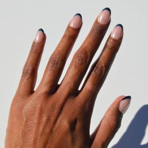 Glamnetic Press On Nails – Gold Goals | Medium Coffin Neutral Fake Nails with Gold Reverse French Tip, Salon Quality Nude Nails | 15 Sizes – 30 Nail Kit with Glue(3B – Smoke Salt)