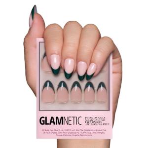 Glamnetic Press On Nails – La Perle | Semi-Transparent Squoval French Tip Nails, Salon Quality | 15 Sizes – 30 Nail Kit with Glue(Château)