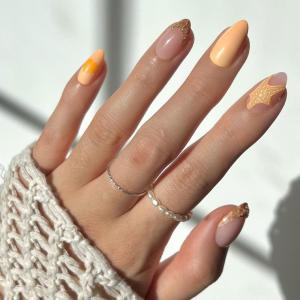 Glamnetic Press On Nails – La Perle | Semi-Transparent Squoval French Tip Nails, Salon Quality | 15 Sizes – 30 Nail Kit with Glue(Sunny Shores)