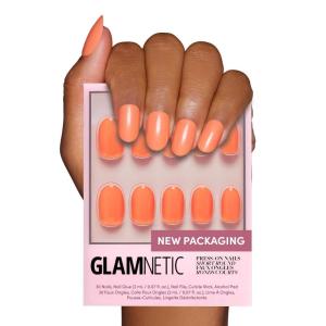 Glamnetic Press On Nails – Lilac | Solid Opaque Light Pastel Purple Round Nails, Salon Quality | 12 Sizes – 30 Nail Kit(Apricot)