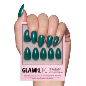 Glamnetic Press On Nails – Lilac | Solid Opaque Light Pastel Purple Round Nails, Salon Quality | 12 Sizes – 30 Nail Kit(Emerald Green)