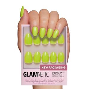 Glamnetic Press On Nails – Lilac | Solid Opaque Light Pastel Purple Round Nails, Salon Quality | 12 Sizes – 30 Nail Kit(Lime Green)