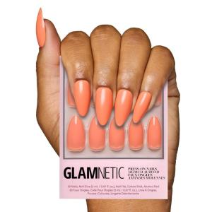 Glamnetic Press On Nails – Lilac | Solid Opaque Light Pastel Purple Round Nails, Salon Quality | 12 Sizes – 30 Nail Kit(Soft Tangerine)