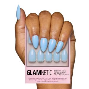 Glamnetic Press On Nails – Soft Blue | Short Almond Blue Fake Nails with Glossy Finish, Salon Quality | 15 Sizes – 30 Nail Kit with Glue