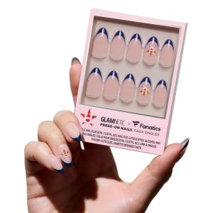 Glamnetic x Fanatics Press On Nails – Los Angeles Dodgers | Short Almond Fake Nails, MLB Dodgers Blue French Tips, Baseball Nails, Salon-Quality | 15 Sizes – 30 Nail Kit with Glue(Houston Astros)