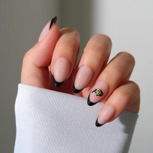 Glamnetic x Fanatics Press On Nails – Michigan Wolverines | Short Almond Fake Nails, Collegiate Wolverines Blue French Tips, College Nails, Salon-Quality | 15 Sizes – 30 Nail Kit with Glue(Colorado Buffaloes)