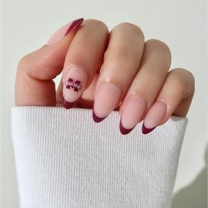 Glamnetic x Fanatics Press On Nails – Michigan Wolverines | Short Almond Fake Nails, Collegiate Wolverines Blue French Tips, College Nails, Salon-Quality | 15 Sizes – 30 Nail Kit with Glue(Mississippi State Bulldogs)