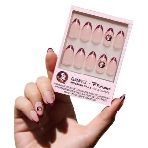Glamnetic x Fanatics Press On Nails – Michigan Wolverines | Short Almond Fake Nails, Collegiate Wolverines Blue French Tips, College Nails, Salon-Quality | 15 Sizes – 30 Nail Kit with Glue(Florida State Seminoles)