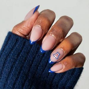 Glamnetic x Fanatics Press On Nails – Michigan Wolverines | Short Almond Fake Nails, Collegiate Wolverines Blue French Tips, College Nails, Salon-Quality | 15 Sizes – 30 Nail Kit with Glue(Arizona Wildcats)