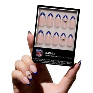 Glamnetic x Fanatics Press On Nails – Philadelphia Eagles | Short Almond Fake Nails, NFL Eagles Green French Tips, Football Nails, Salon-Quality | 15 Sizes – 30 Nail Kit with Glue(Baltimore Ravens)