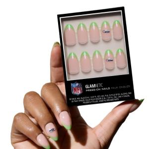 Glamnetic x Fanatics Press On Nails – Philadelphia Eagles | Short Almond Fake Nails, NFL Eagles Green French Tips, Football Nails, Salon-Quality | 15 Sizes – 30 Nail Kit with Glue(1 – Seattle Seahawks)