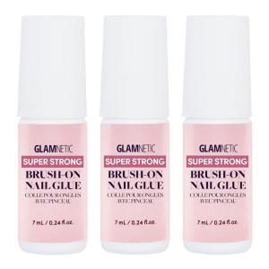 Glamnetic x GLAMZILLA Super Strong Brush On Nail Glue | Brush Tip Applicator, Mess Free, Travel Friendly, Vegan | Durable & Long-Lasting | .24 fl. oz.(3 bottles)