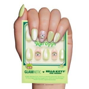 Glamnetic x Hello Kitty® and Friends Press On Nails – Cinnamoroll™ Cloud | Pale Blue 3D Cloud Graphic Nails in a Velvet Finish | 15 Sizes – 30 Nail Kit with Glue(Keroppi 2024)