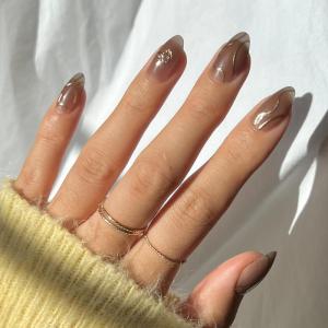 Harry Potter™ x Glamnetic Press On Nails – Ravenclaw™ | Blue French Tip Eagle Graphic Short Almond Nails in a Chrome & Glossy Finish | 15 Sizes – 30 Nail Kit with Glue(Golden Cup)