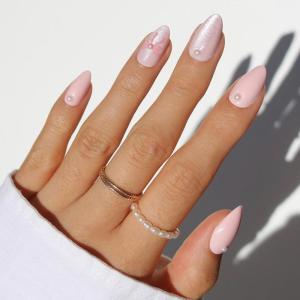 Valentines Day Glamnetic Press On Nails – Lush Coral | Short Oval Fake Nails in a Bright Coral Hue with a Glazed Finish, Salon Quality | 15 Sizes – 30 Nail Kit with Glue(Love Knot)