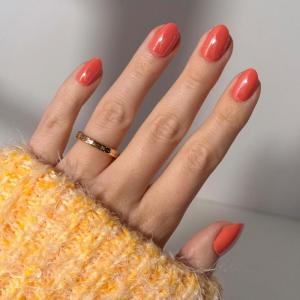 Valentines Day Glamnetic Press On Nails – Lush Coral | Short Oval Fake Nails in a Bright Coral Hue with a Glazed Finish, Salon Quality | 15 Sizes – 30 Nail Kit with Glue(Lush Coral)