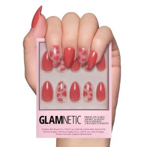 Valentines Day Glamnetic Press On Nails – Pink Macaron | Semi-Transparent Light Pink Pastel French Tip Short Almond Fake Nails in a Glossy Finish, Salon Quality | 15 Sizes – 30 Nail Kit(Love Me)