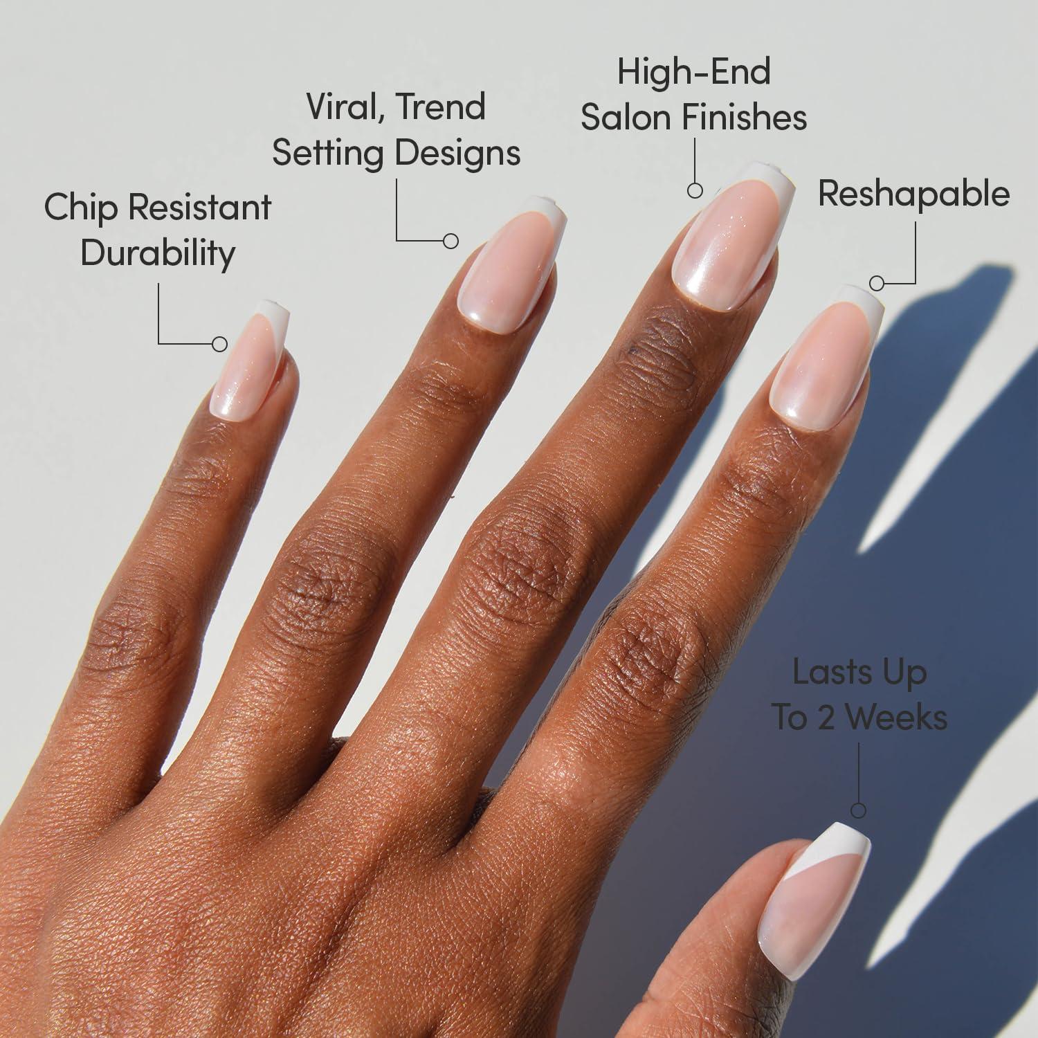 imageGlamnetic Press On Nails  Clouded  Medium Almond White Fake Nails Salon Quality Milky Nails  15 Sizes  30 Nail Kit with Glue2D  Pearl Glaze