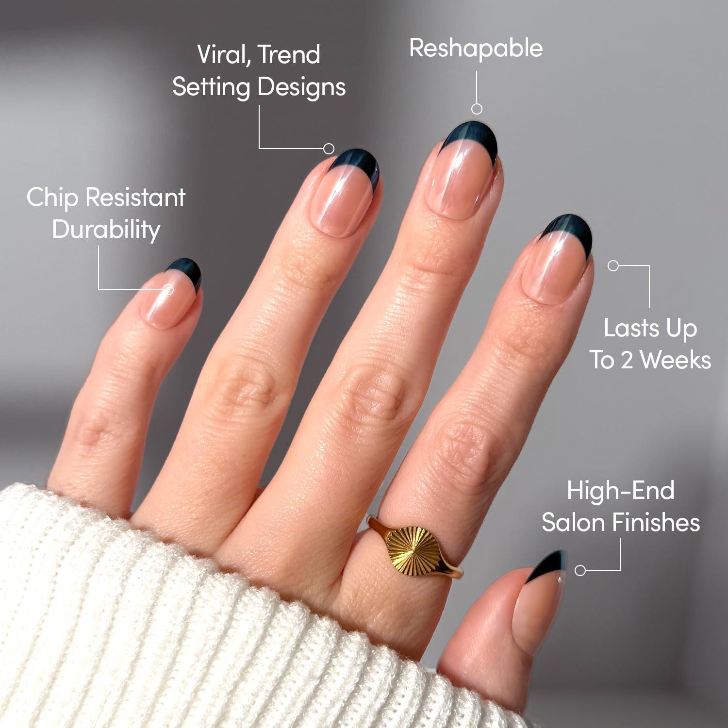 imageGlamnetic Press On Nails  Clouded  Medium Almond White Fake Nails Salon Quality Milky Nails  15 Sizes  30 Nail Kit with Glue3D  Onyx Glaze