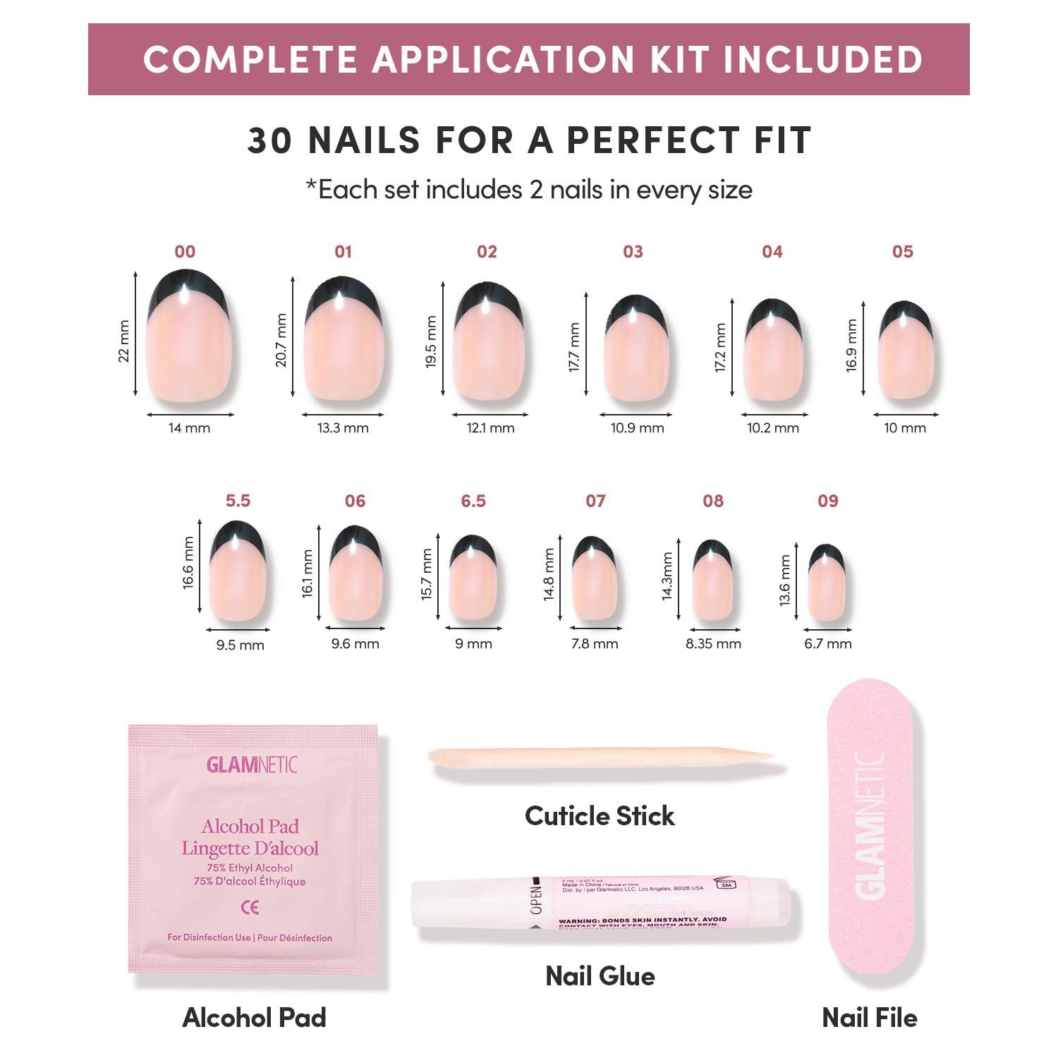 imageGlamnetic Press On Nails  Clouded  Medium Almond White Fake Nails Salon Quality Milky Nails  15 Sizes  30 Nail Kit with Glue3D  Onyx Glaze