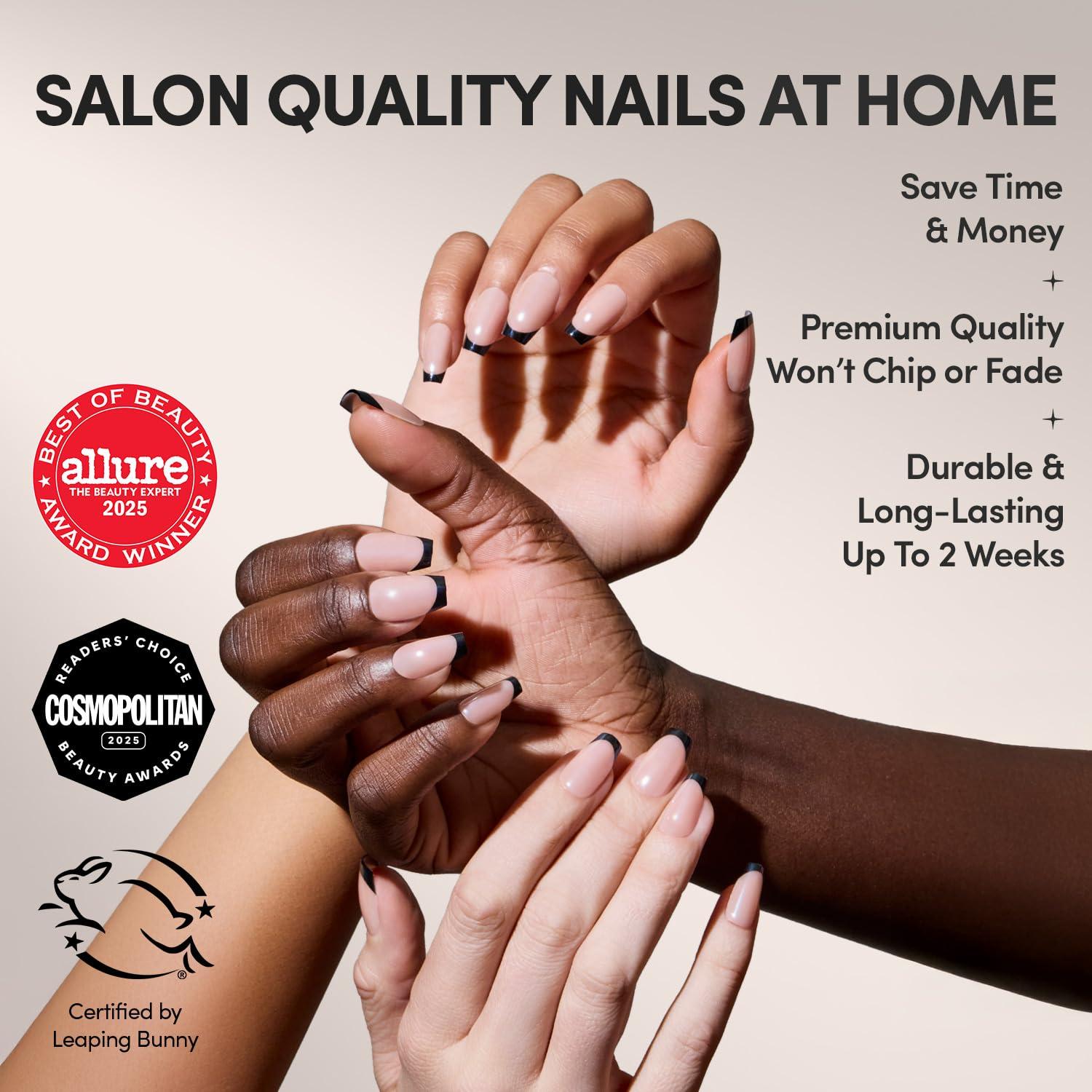 imageGlamnetic Press On Nails Clouded Medium Almond White Fake Nails Salon Quality Milky Nails 15 Sizes 30 Nail Kit with Glue3E Balsamic Glaze
