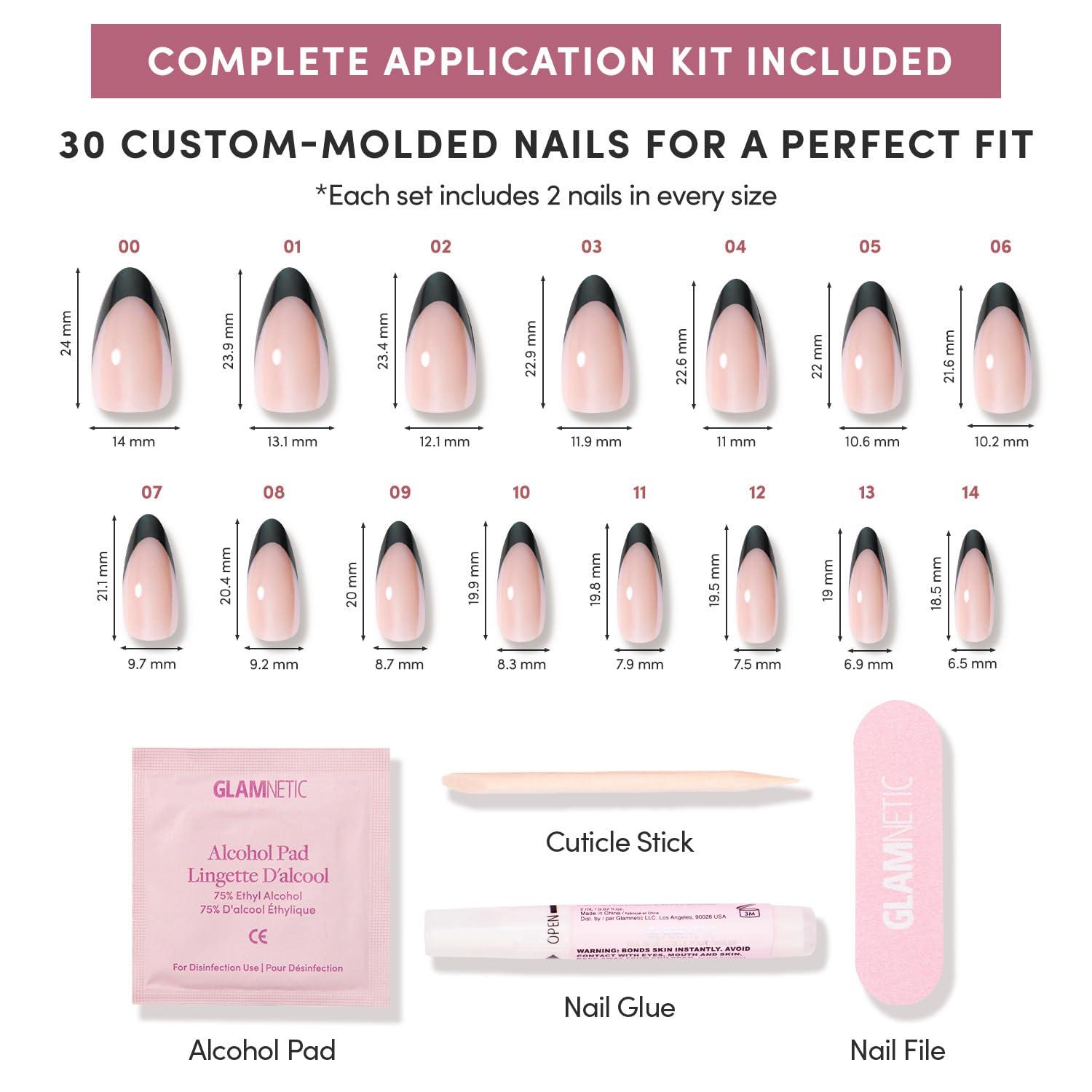 imageGlamnetic Press On Nails  Clouded  Medium Almond White Fake Nails Salon Quality Milky Nails  15 Sizes  30 Nail Kit with Glue3F  Black Truffle