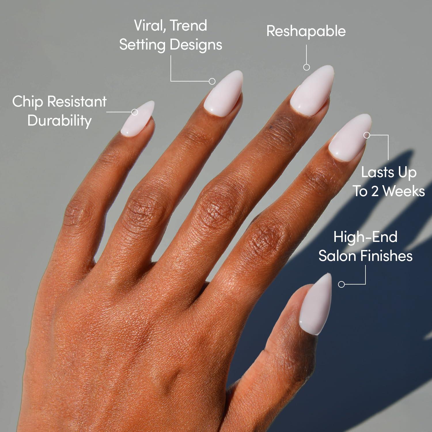 imageGlamnetic Press On Nails  Clouded  Medium Almond White Fake Nails Salon Quality Milky Nails  15 Sizes  30 Nail Kit with Glue5E  Sugar Doll
