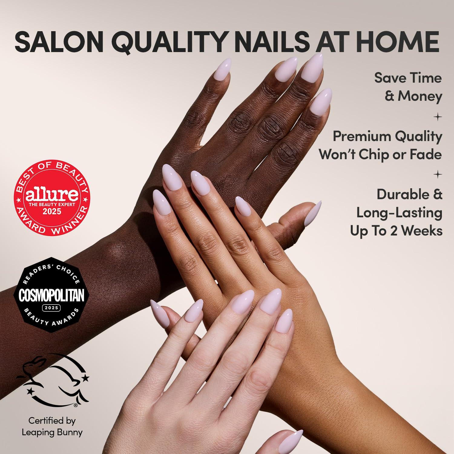 imageGlamnetic Press On Nails  Clouded  Medium Almond White Fake Nails Salon Quality Milky Nails  15 Sizes  30 Nail Kit with Glue5E  Sugar Doll