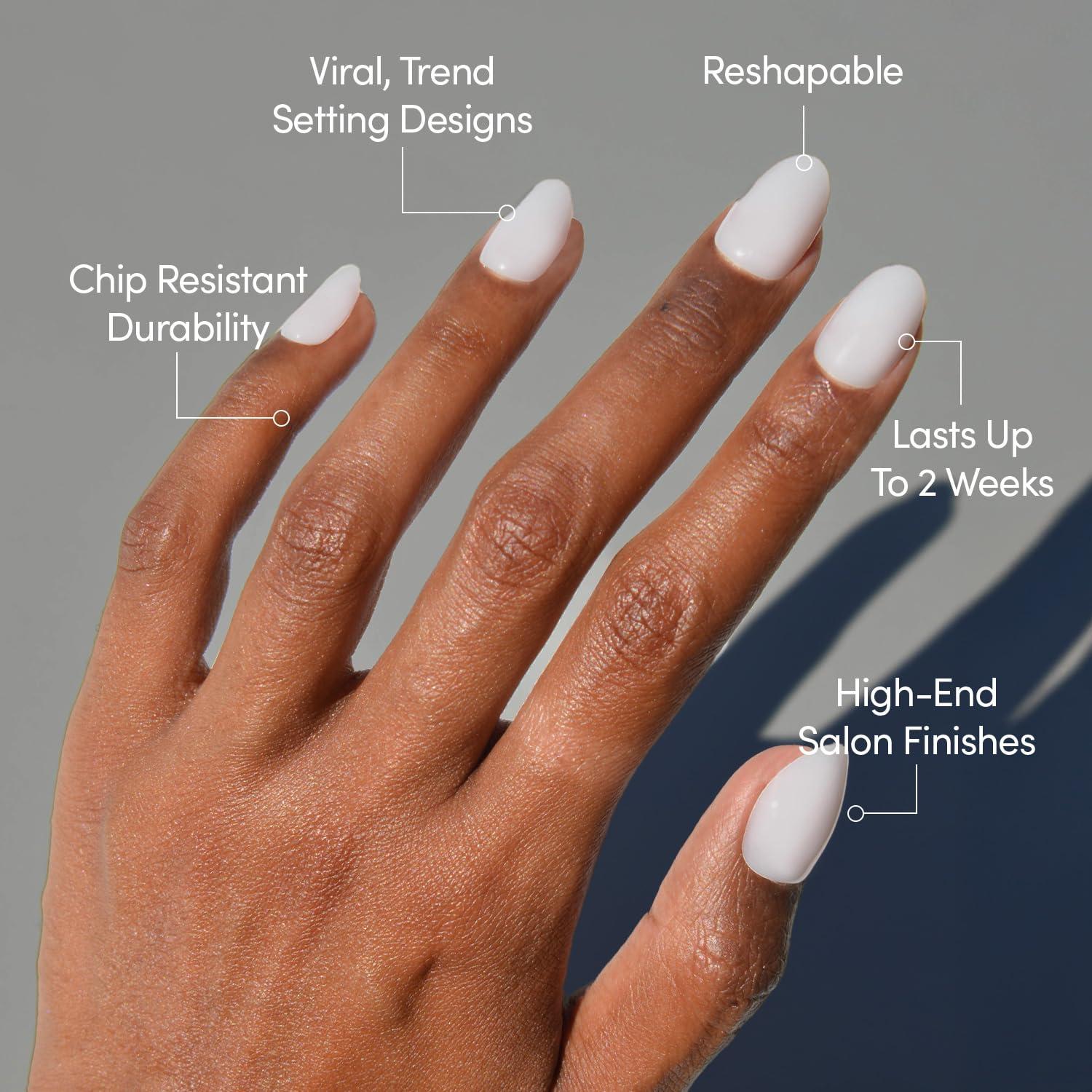 imageGlamnetic Press On Nails  Clouded  Medium Almond White Fake Nails Salon Quality Milky Nails  15 Sizes  30 Nail Kit with Glue6C  Clean Girl