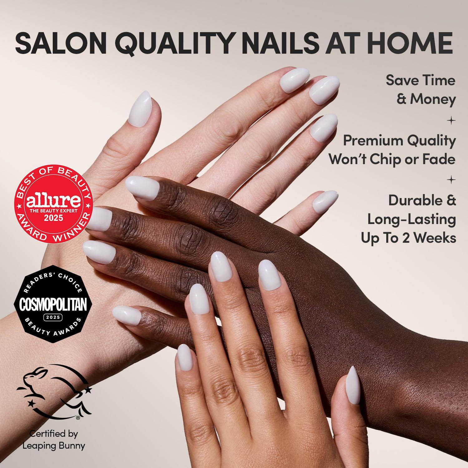 imageGlamnetic Press On Nails  Clouded  Medium Almond White Fake Nails Salon Quality Milky Nails  15 Sizes  30 Nail Kit with Glue6C  Clean Girl