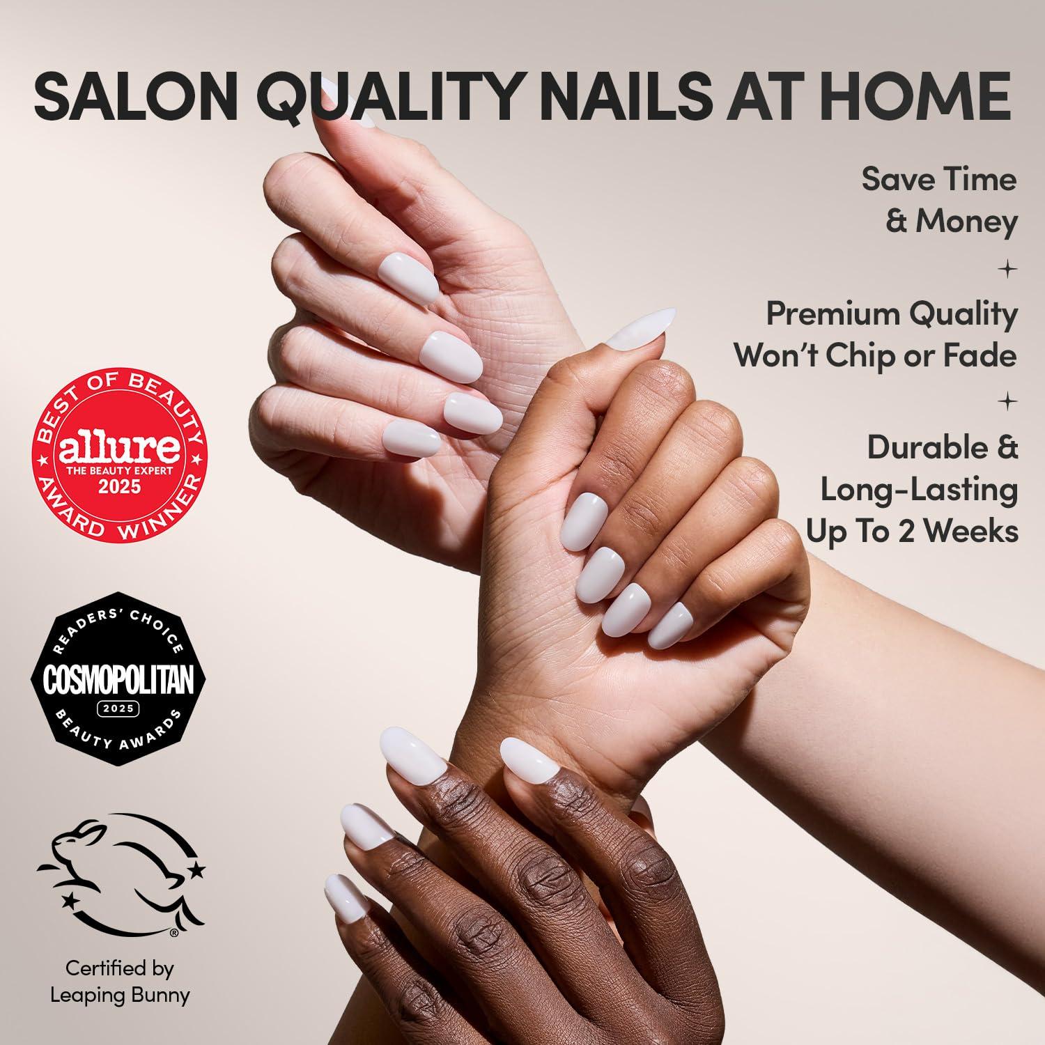 imageGlamnetic Press On Nails  Clouded  Medium Almond White Fake Nails Salon Quality Milky Nails  15 Sizes  30 Nail Kit with Glue6D  Milk Bath
