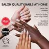 Glamnetic Press On Nails – Clouded | Medium Almond White Fake Nails, Salon Quality Milky Nails | 15 Sizes – 30 Nail Kit with Glue(6F – Oat Milk)