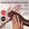 Glamnetic Press On Nails – Pearlfect | Short Oval White French Tip Fake Nails, Salon Quality French Manicure | 15 Sizes – 30 Nail Kit with Glue(5C – Doll Cheeks)