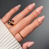 Glamnetic Press On Nails – Pearlfect | Short Oval White French Tip Fake Nails, Salon Quality French Manicure | 15 Sizes – 30 Nail Kit with Glue(1E – Gold Goals)