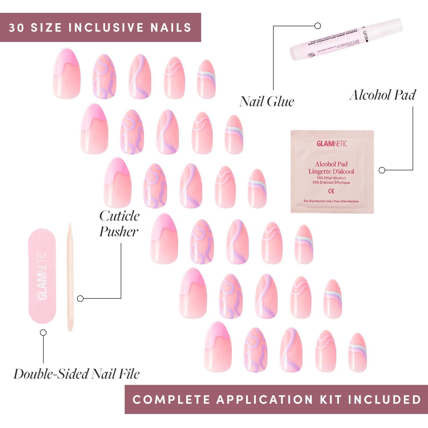imageGlamnetic PressOn Nails Bundle Sprinkles Wild Card amp Caviar Glossy Rainbow French Tip Fake Nails SemiTransparent Trendy Pastel Nails Short Almond Black French Tips