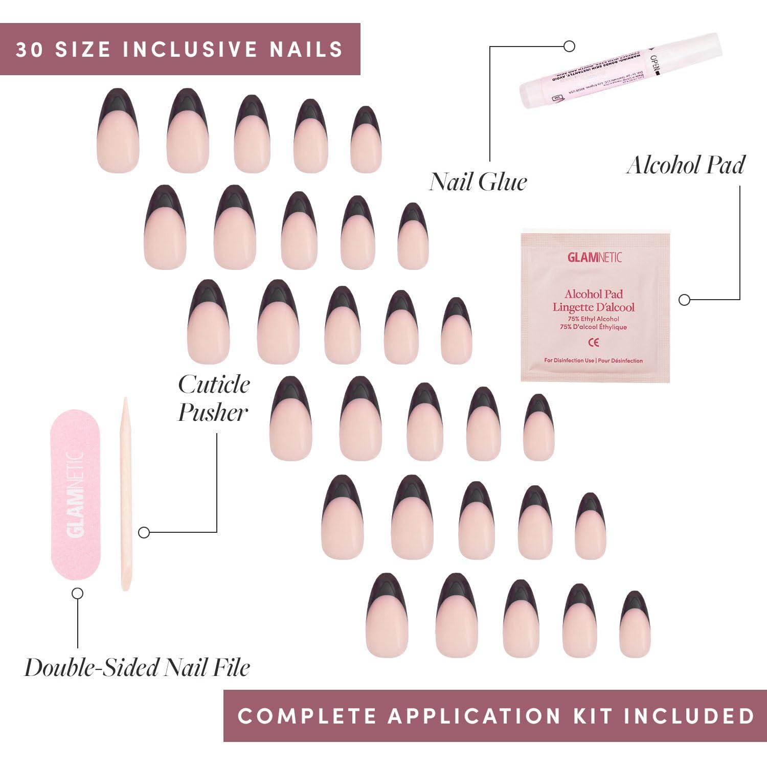 imageGlamnetic PressOn Nails Bundle Sprinkles Wild Card amp Caviar Glossy Rainbow French Tip Fake Nails SemiTransparent Trendy Pastel Nails Short Almond Black French Tips