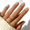 Glamnetic Press-On Nails Bundle – Creamer, Goal Digger & Winter Storm | Neutral Ombre Round | Glossy, Semi-Transparent, Round | Holographic Short Almond Nails | Reusable