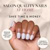 Glamnetic Press-On Nails Bundle – Rosé, Honey Bun & Lilac Gray | Rosy-Pink Nails with a Metallic Finish | Neutral Sparkly Short Almond Fake Nails, Velvet | Light Lilac Gray Short Squoval False Nails