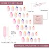 Glamnetic Press-On Nails Bundle – Sprinkles, Wild Card & Caviar | Glossy Rainbow French Tip Fake Nails | Semi-Transparent Trendy Pastel Nails | Short Almond Black French Tips