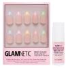 Glamnetic Press On Nails & Brush On Nail Glue Bundle – Confetti | Short Almond Pastel French Tip Nails with a Glossy Finish | 15 Sizes – 30 Nail Kit with Glue
