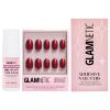 Glamnetic Press-On Nails – Cherry Glaze | Super Strong Brush On Nail Glue & Nail Adhesive Tabs | Glazed Short Round Cherry Red Nails | 15 Sizes – 30 Nail Kit with Glue and Nail Tabs