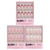 Glamnetic Press-On Nails Bundle – Bubble Gum Glaze, Ma Damn & Red Affair | Glazed Pink French Tips | Glossy Short White Tip Nails | Glittery Red Almond Tips